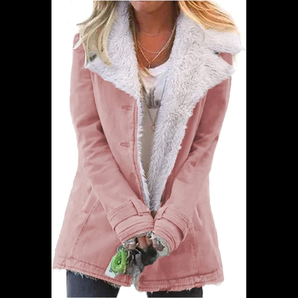 Pink Denim Jacket With Wool Inside